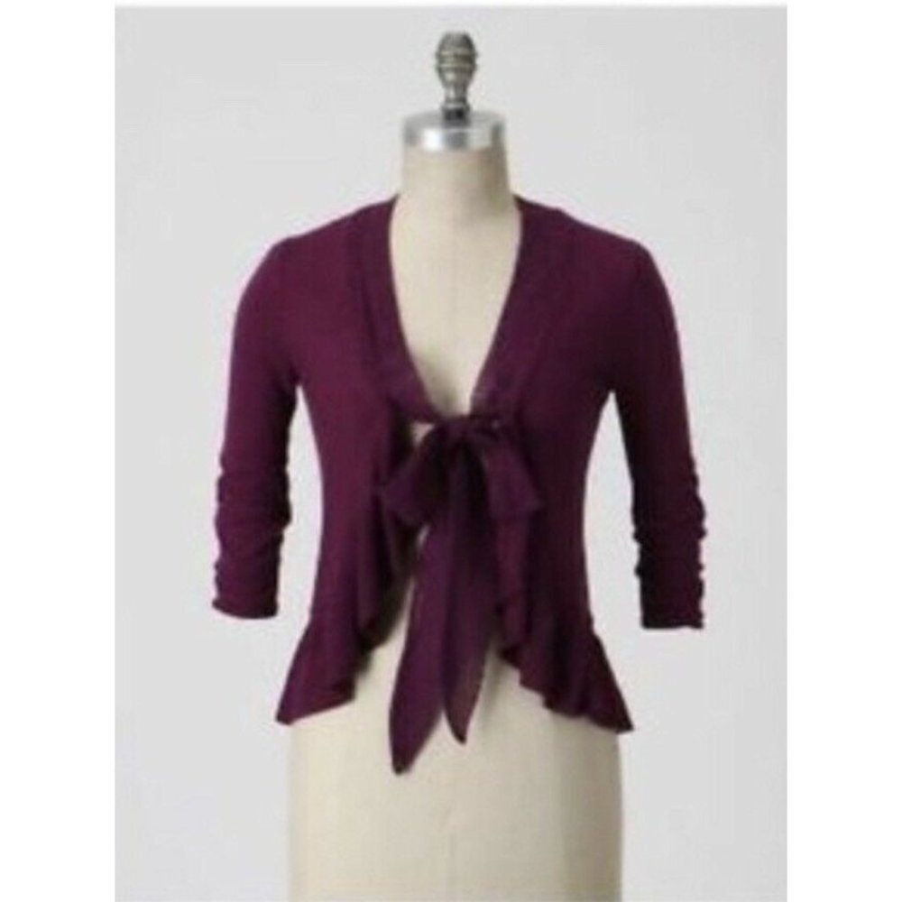 Anthropologie Guinevere Snowmelt Cardi Sweater tie